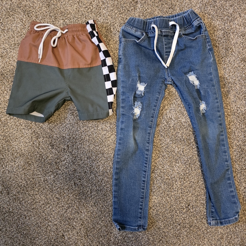 Olive And Scout Swim Shorts & Distressed Denim Pants